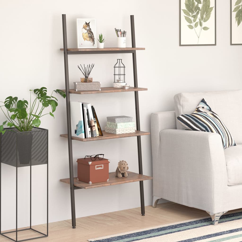 Étagère inclinée à 4 niveaux Marron foncé et noir 64x34x150,5cm - XIOS