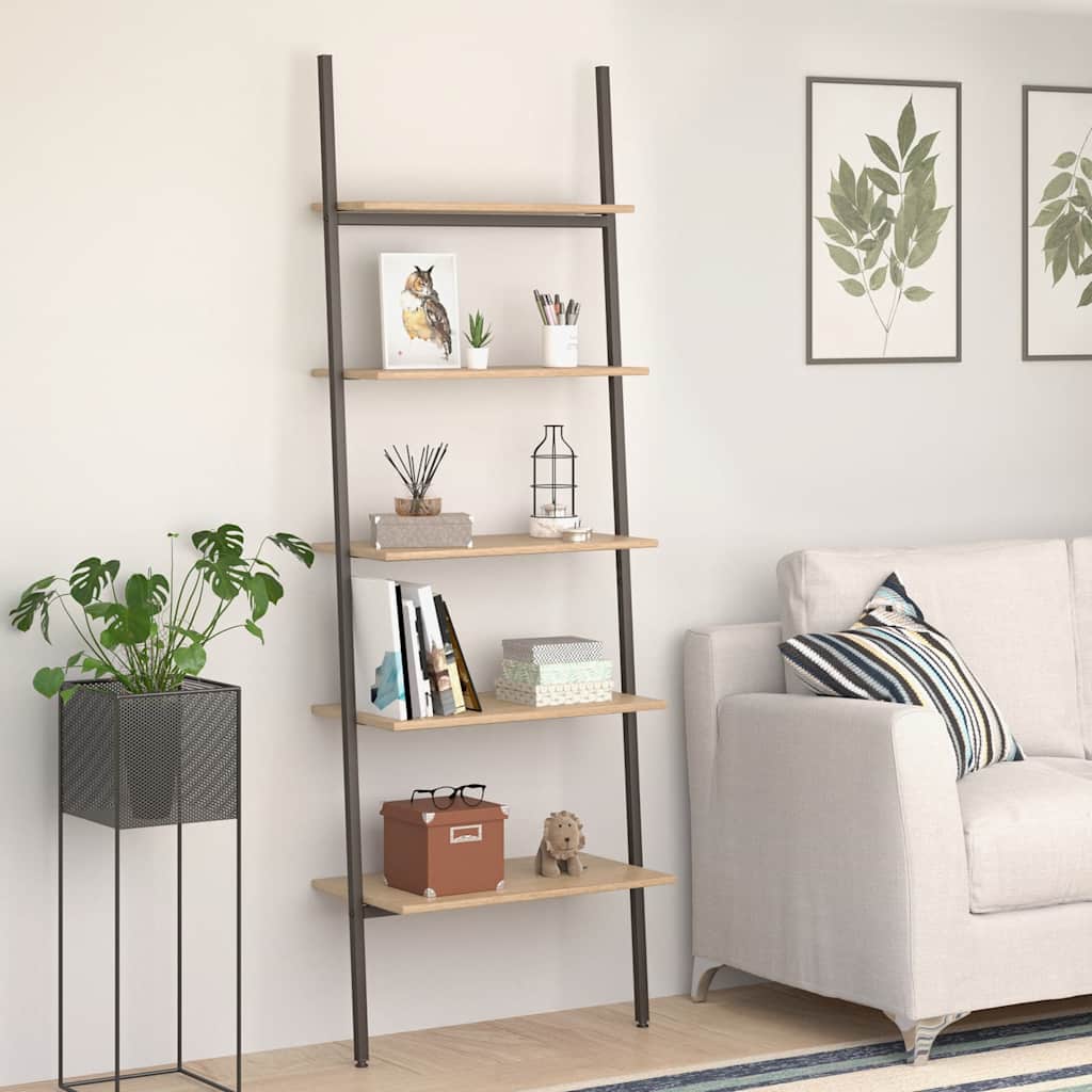 Étagère inclinée à 5 niveaux Marron clair et noir 64x34x185,5cm - XIOS