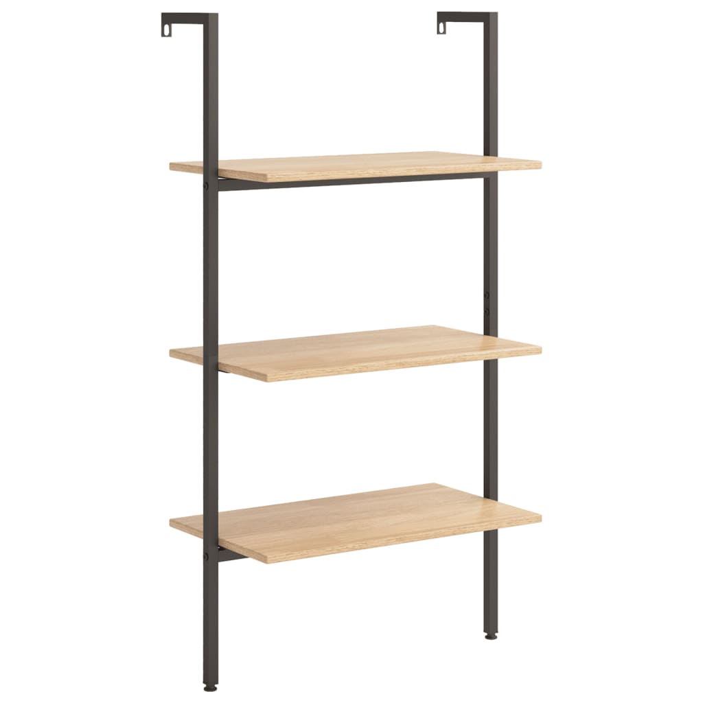Étagère inclinée 3 niveaux Marron clair et noir 64x35x120,5 cm - XIOS