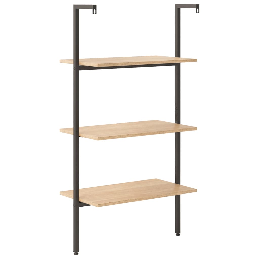 Étagère inclinée 3 niveaux Marron clair et noir 64x35x120,5 cm - XIOS