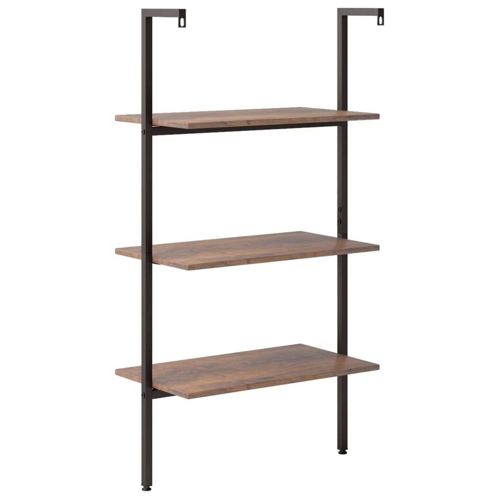 Étagère inclinée à 3 niveaux Marron foncé et noir 64x35x120,5cm - XIOS