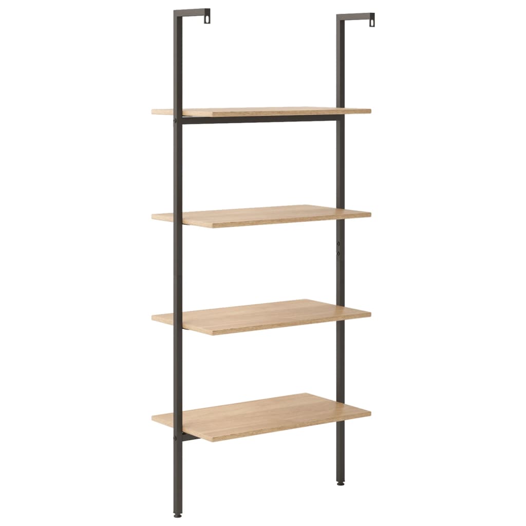 Étagère inclinée à 4 niveaux Marron clair et noir 64x35x152,5cm - XIOS