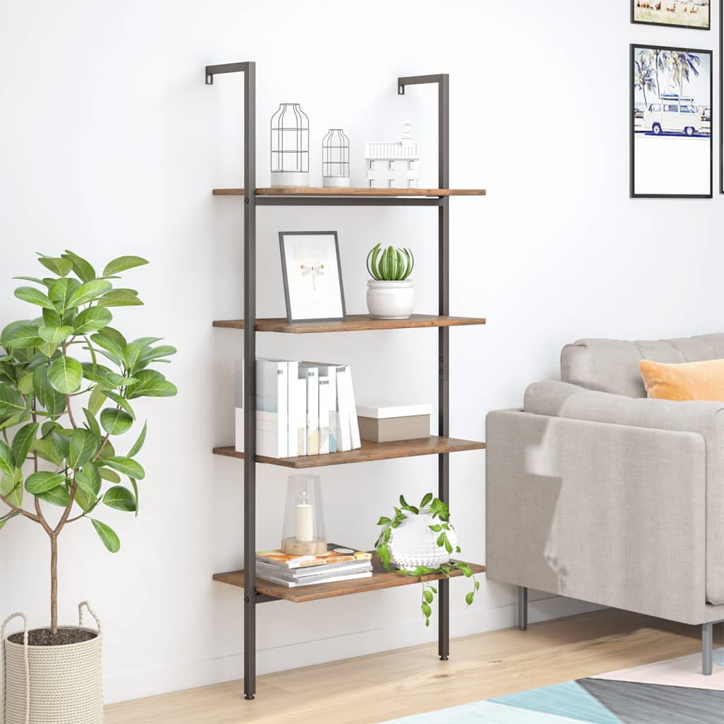 Étagère inclinée à 4 niveaux Marron foncé et noir 64x35x152,5cm - XIOS