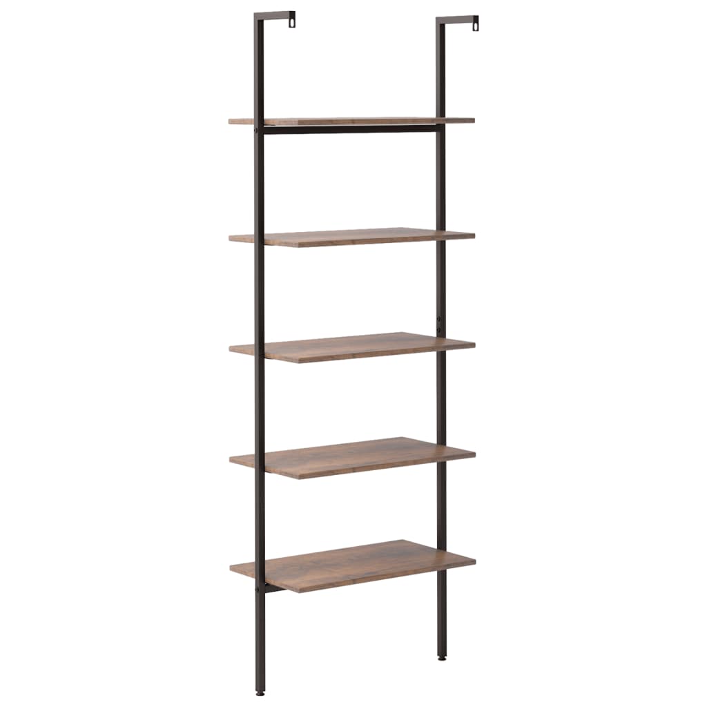 Étagère inclinée à 5 niveaux Marron foncé et noir 64x35x185 cm - XIOS