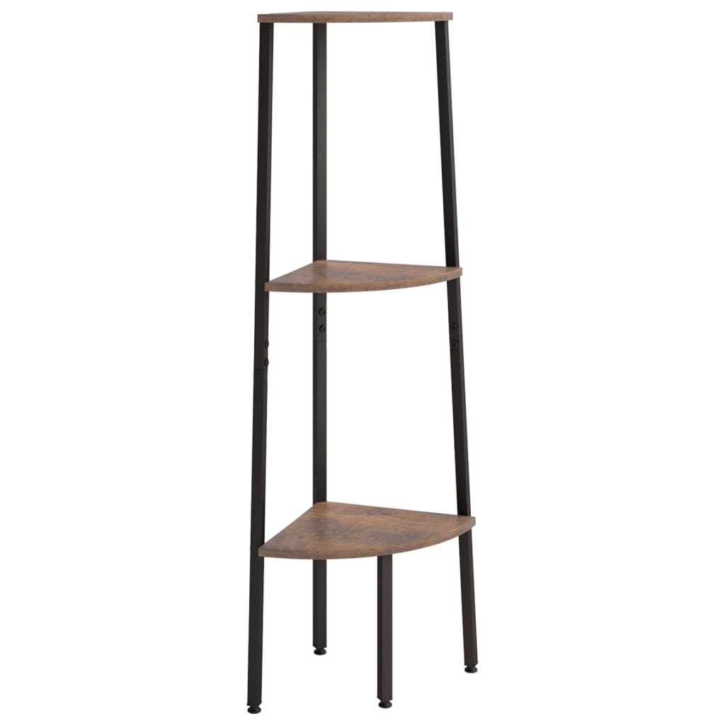 Étagère d'angle 3 niveaux Marron foncé et noir 45,5x31,5x120 cm - XIOS