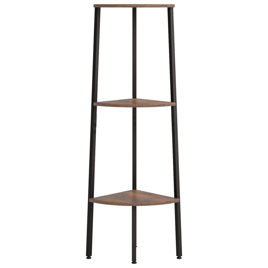 Étagère d'angle 3 niveaux Marron foncé et noir 45,5x31,5x120 cm - XIOS