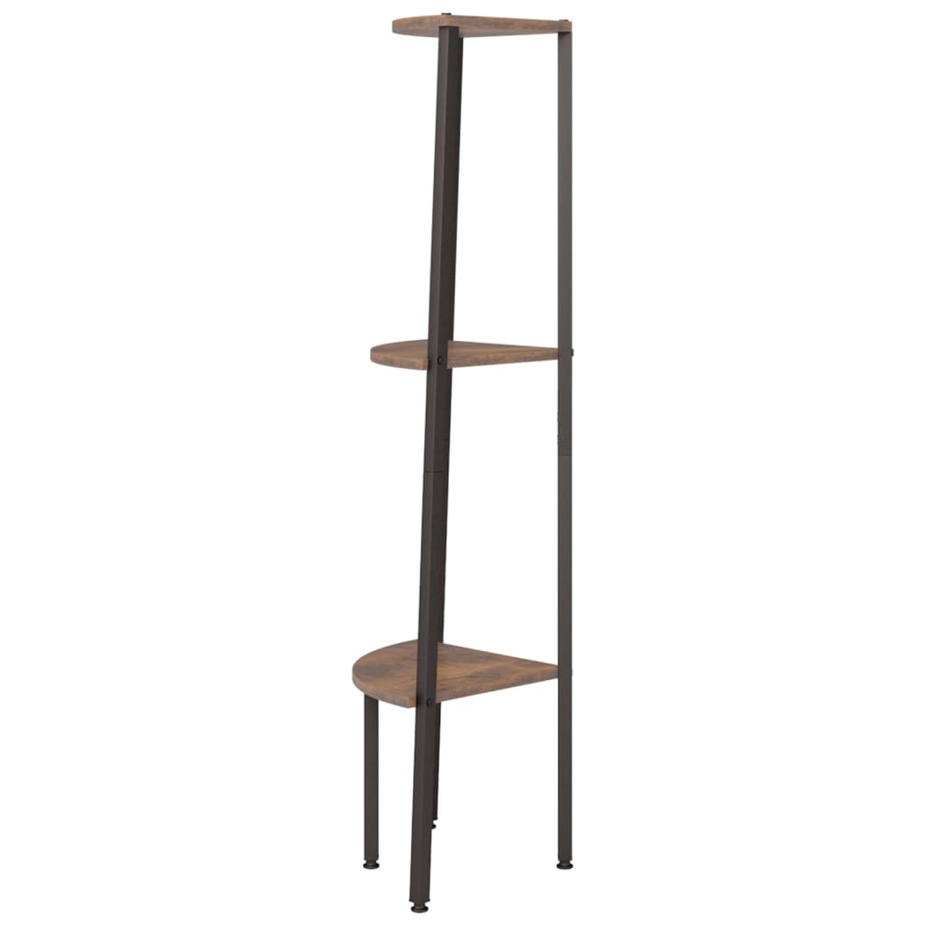 Étagère d'angle 3 niveaux Marron foncé et noir 45,5x31,5x120 cm - XIOS