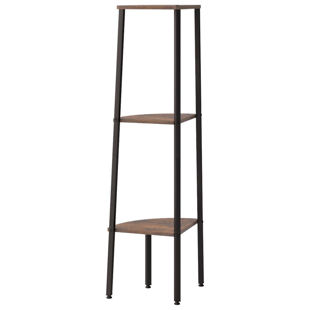 Étagère d'angle 3 niveaux Marron foncé et noir 45,5x31,5x120 cm - XIOS