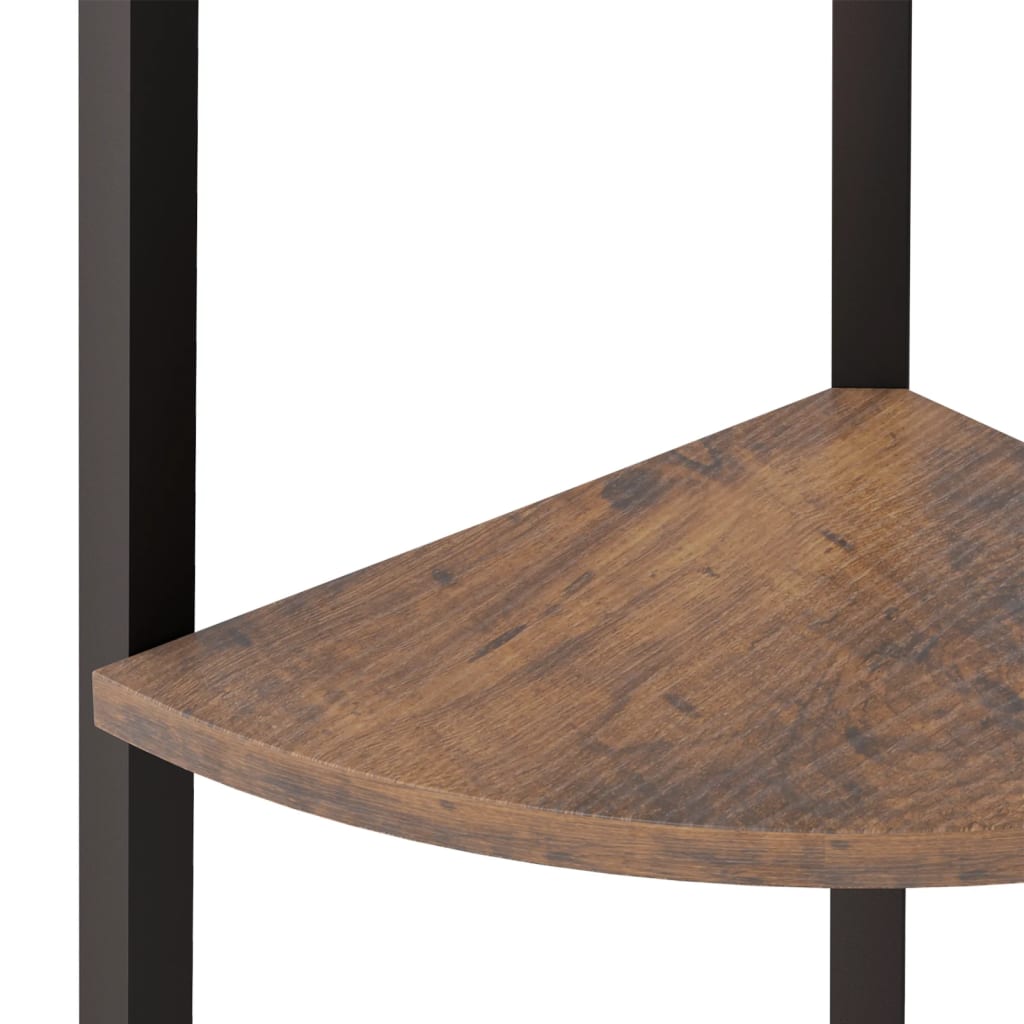 Étagère d'angle 3 niveaux Marron foncé et noir 45,5x31,5x120 cm - XIOS