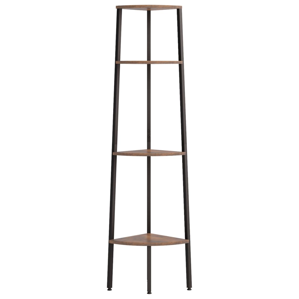 Étagère d'angle 4 niveaux Marron foncé et noir 45,5x31,5x150 cm - XIOS