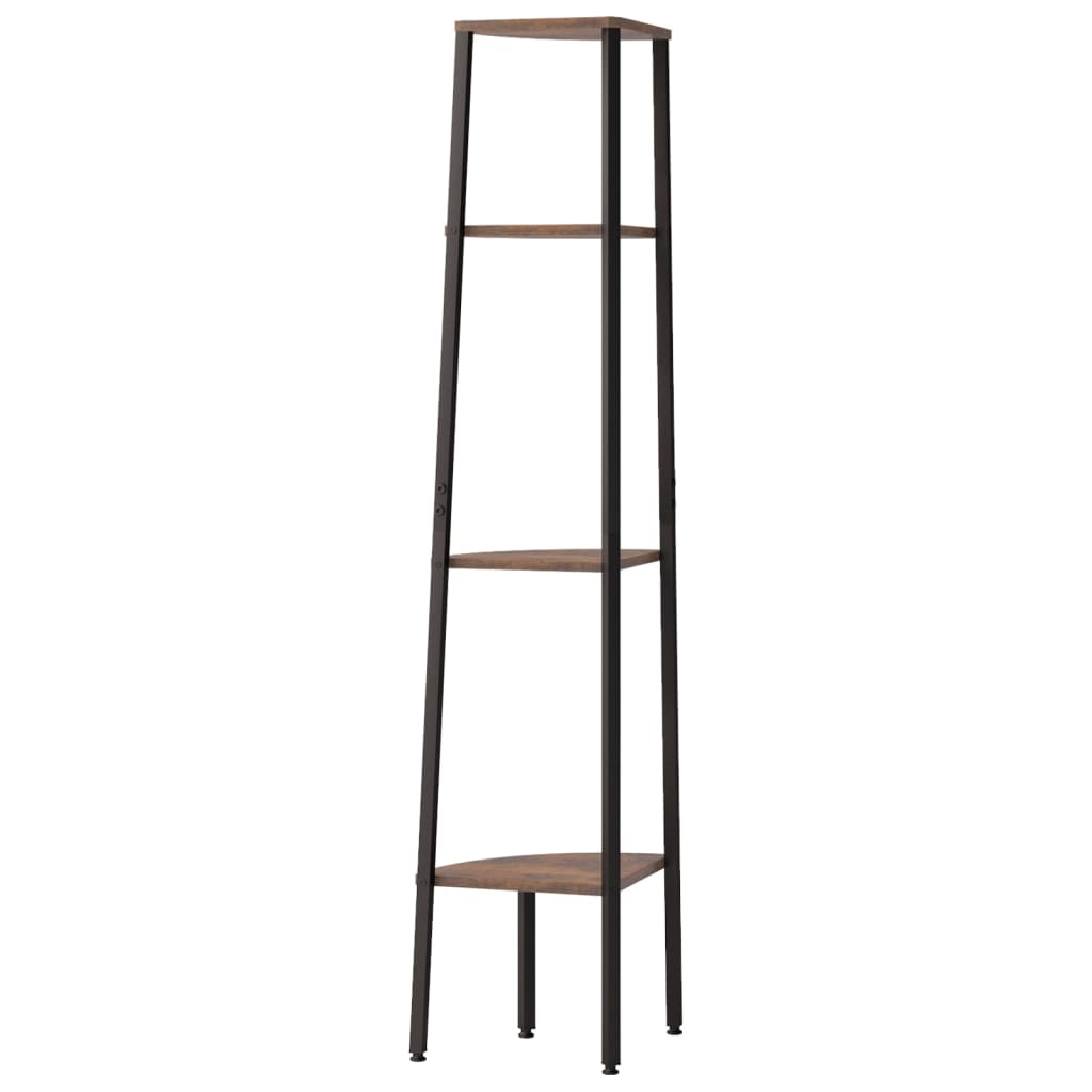Étagère d'angle 4 niveaux Marron foncé et noir 45,5x31,5x150 cm - XIOS