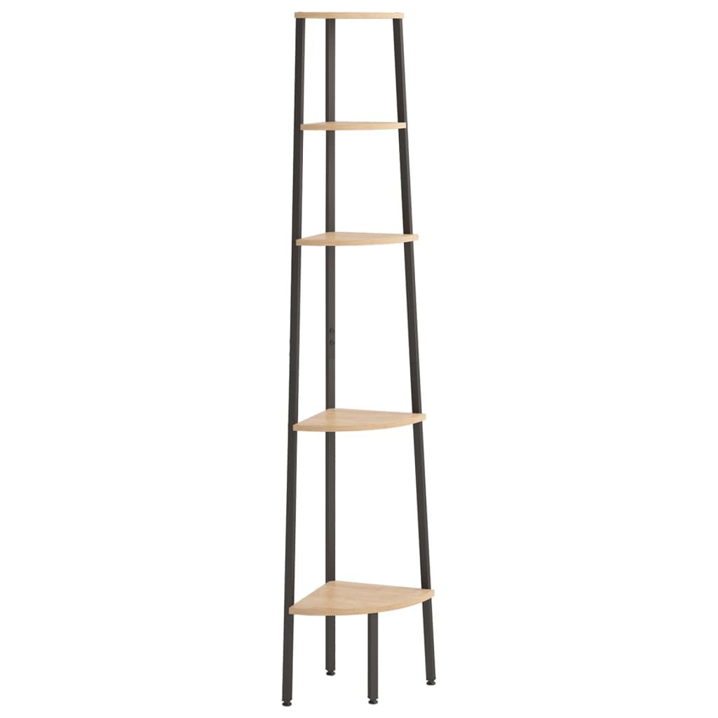 Étagère d'angle 5 niveaux Marron clair et noir 45,5x31,5x180 cm - XIOS