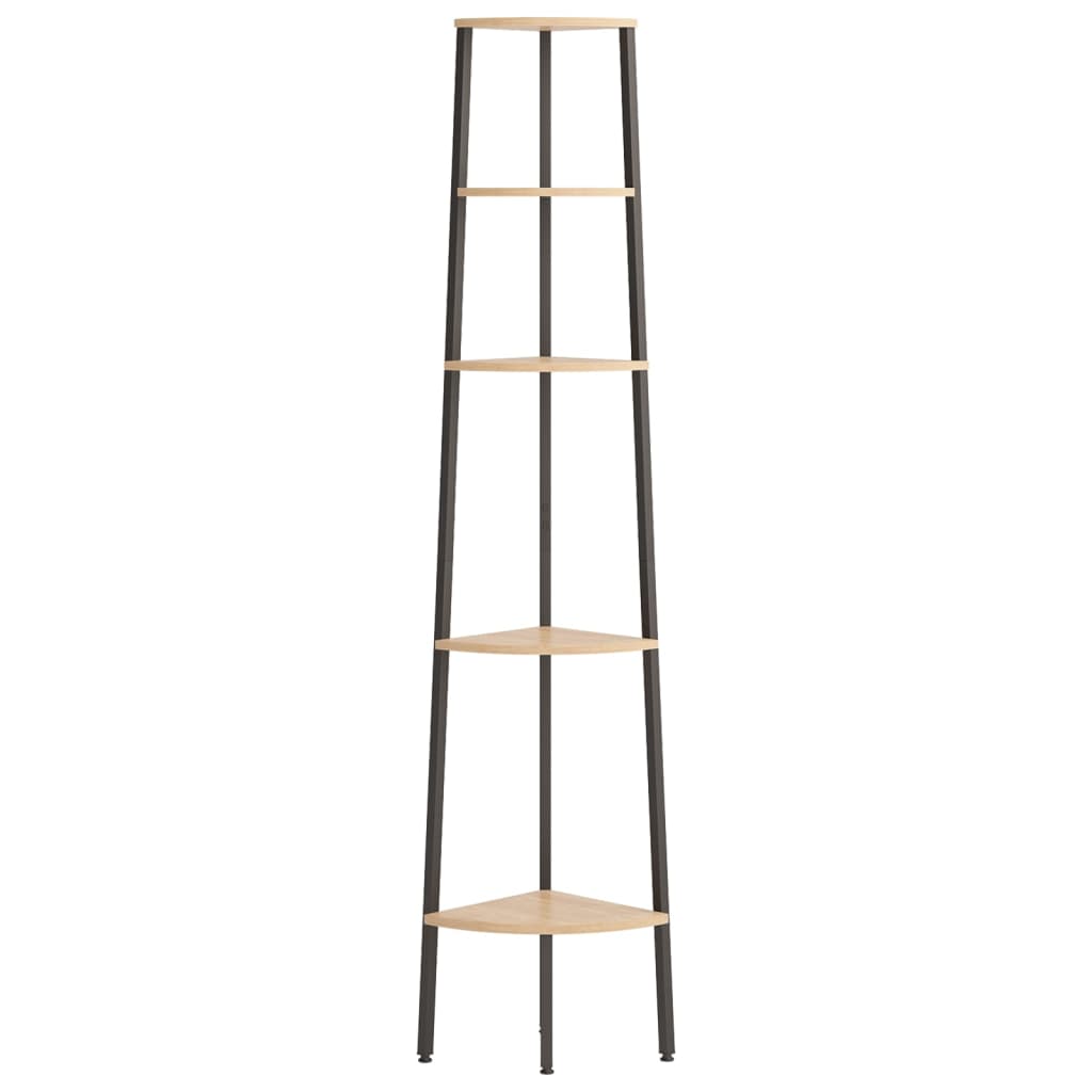 Étagère d'angle 5 niveaux Marron clair et noir 45,5x31,5x180 cm - XIOS