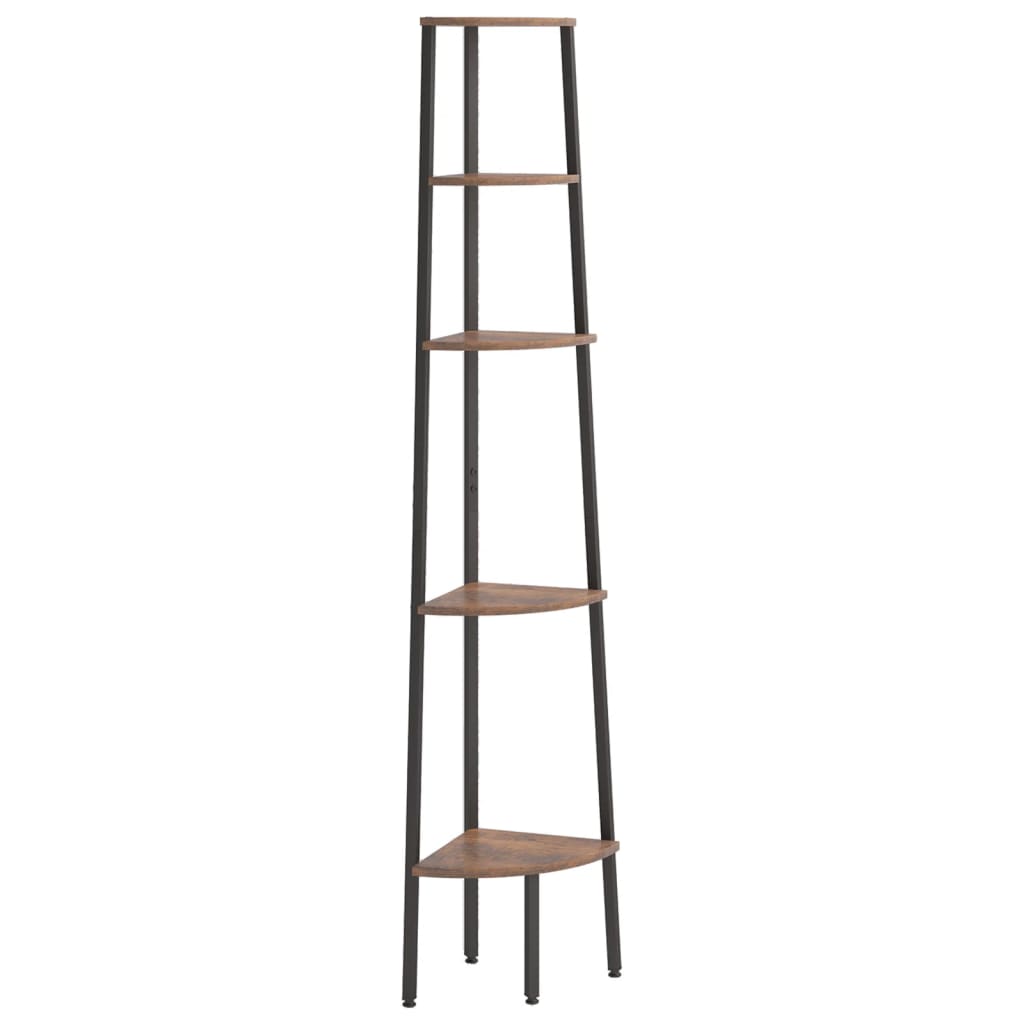 Étagère d'angle 5 niveaux Marron foncé et noir 45,5x31,5x180 cm - XIOS