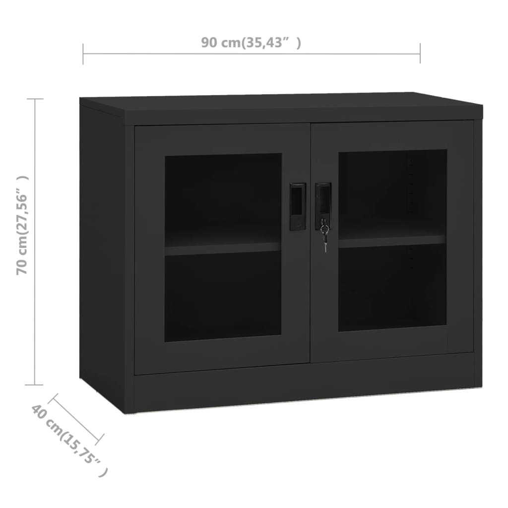 Armoire de bureau Anthracite 90x40x70 cm Acier - XIOS