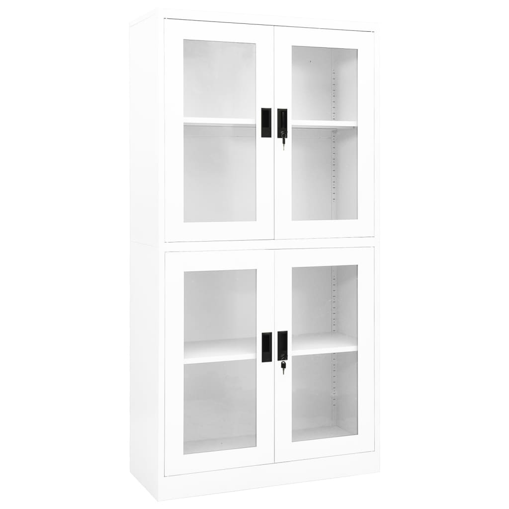 Armoire de bureau Blanc 90x40x180 cm Acier et verre trempé - XIOS