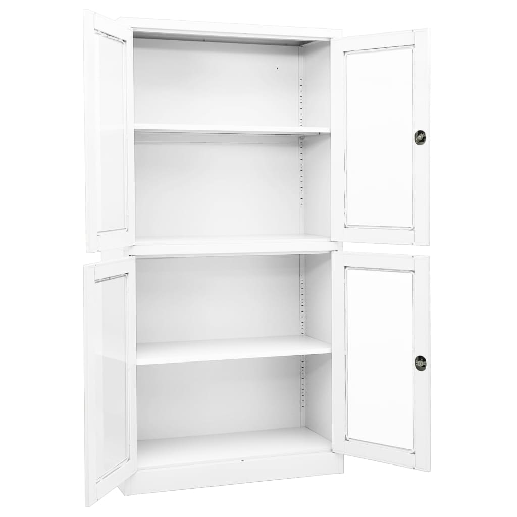 Armoire de bureau Blanc 90x40x180 cm Acier et verre trempé - XIOS