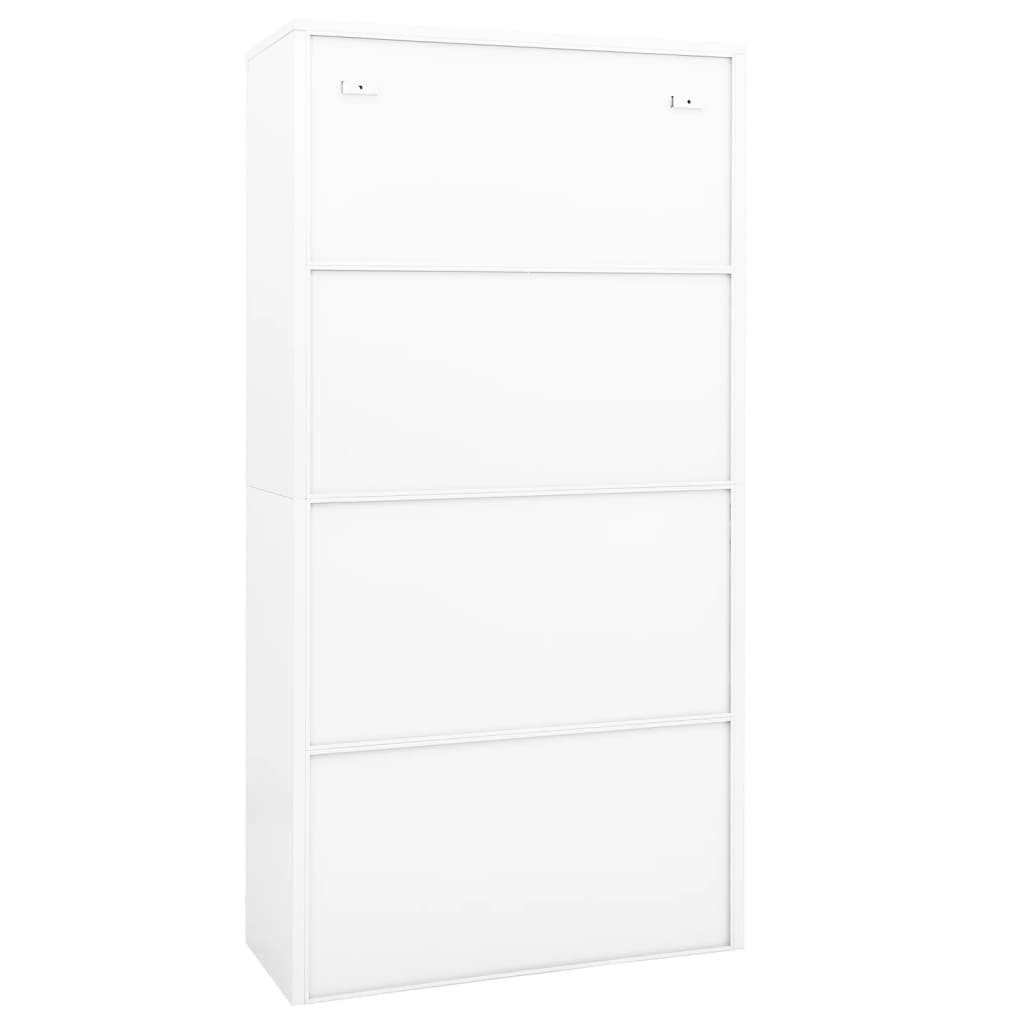 Armoire de bureau Blanc 90x40x180 cm Acier et verre trempé - XIOS