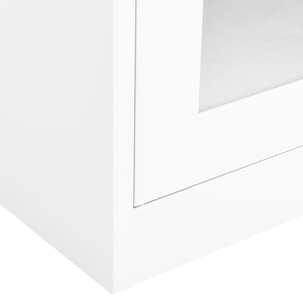 Armoire de bureau Blanc 90x40x180 cm Acier et verre trempé - XIOS