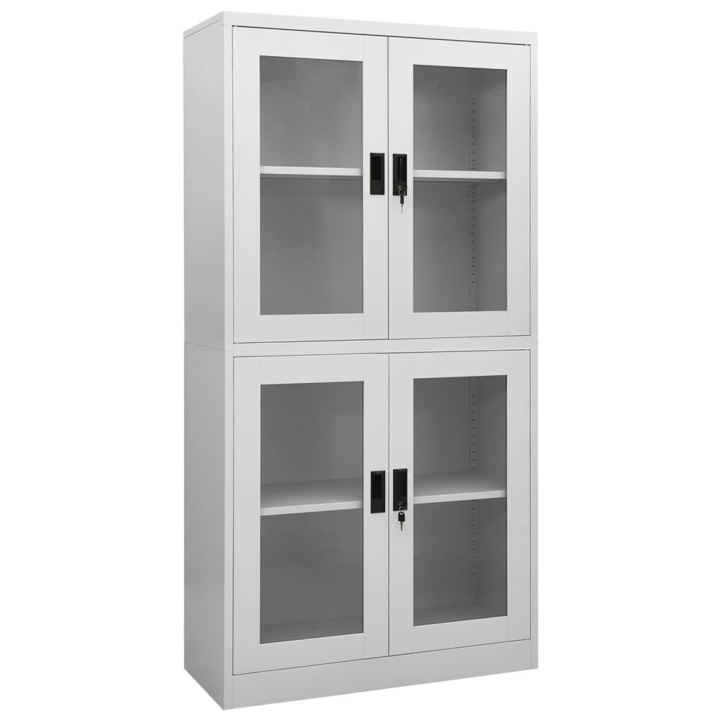 Armoire de bureau Gris clair 90x40x180 cm Acier et verre trempé - XIOS