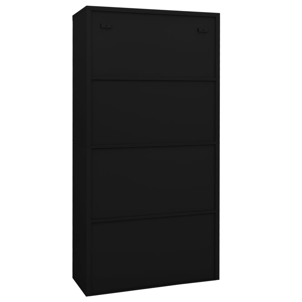 Armoire de bureau Noir 90x40x180 cm Acier et verre trempé - XIOS