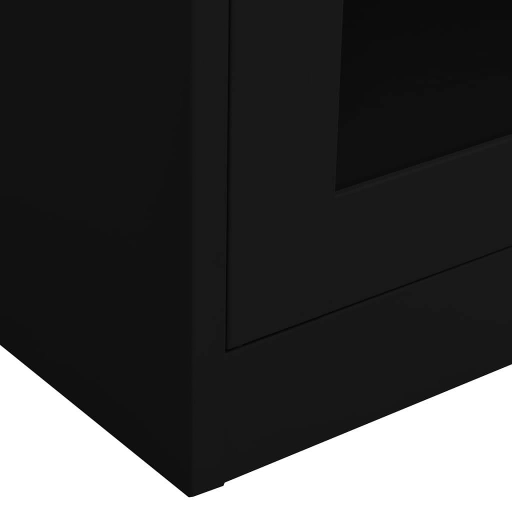 Armoire de bureau Noir 90x40x180 cm Acier et verre trempé - XIOS