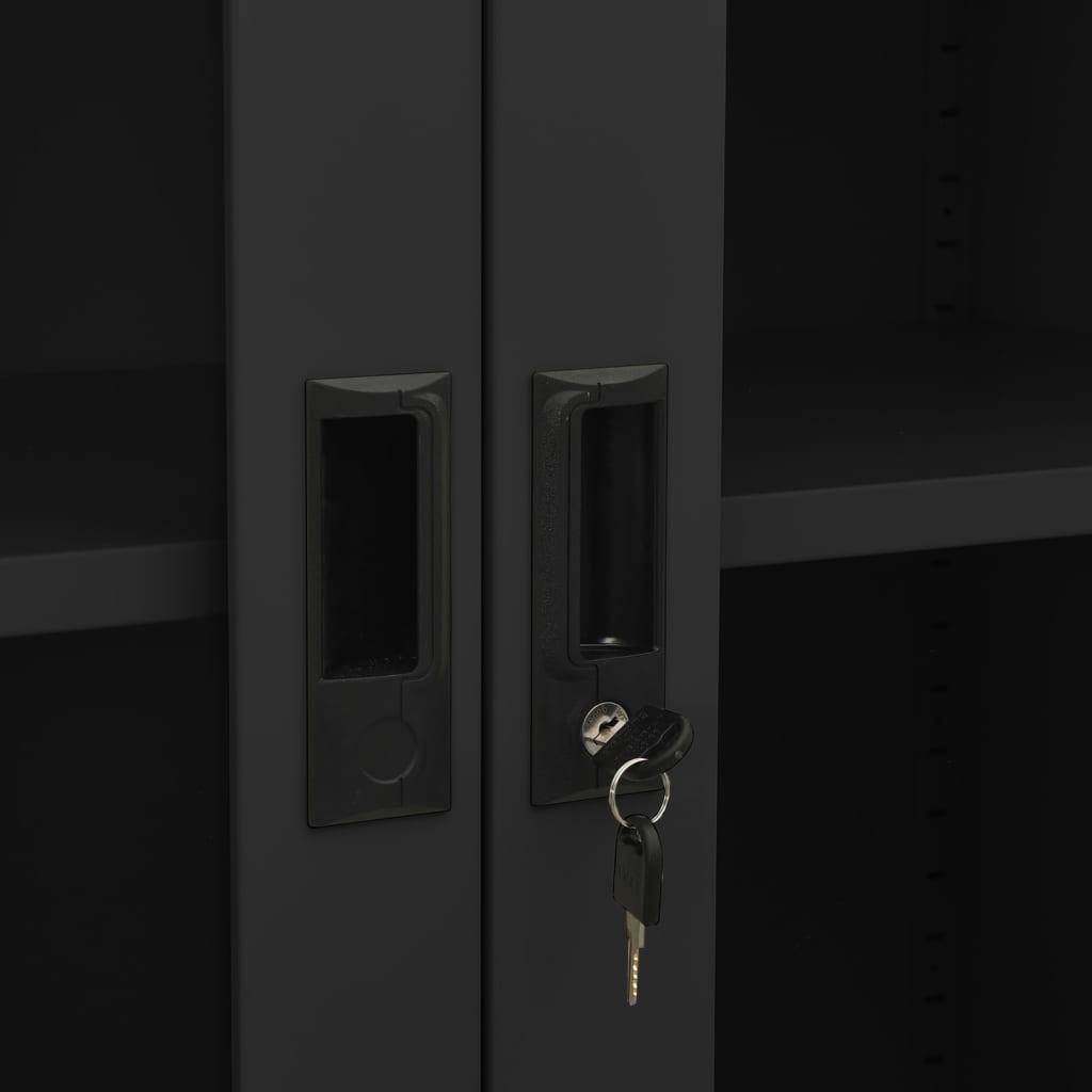 Armoire de bureau Anthracite 90x40x180 cm Acier et verre trempé