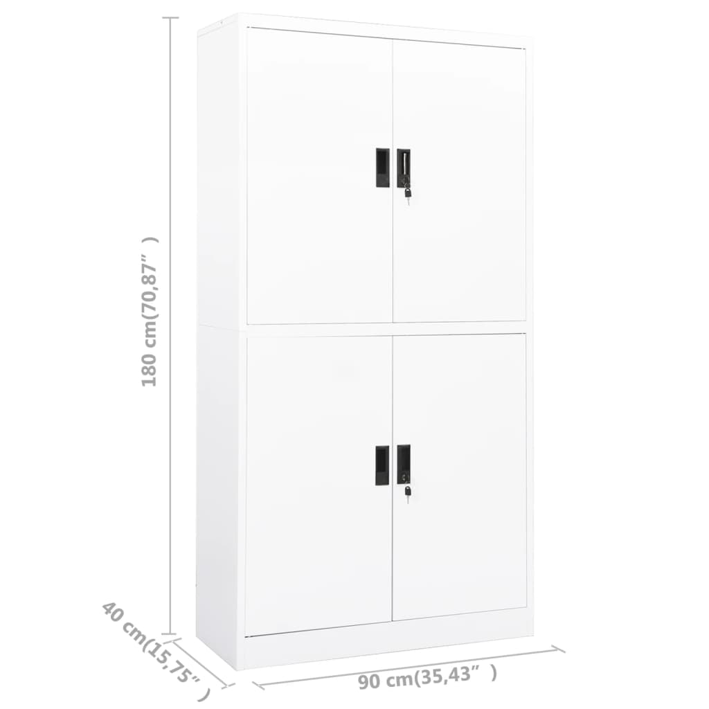 Armoire de bureau Blanc 90x40x180 cm Acier - XIOS
