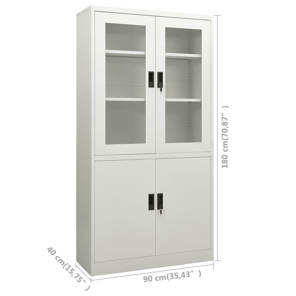 Armoire de bureau Gris clair 90x40x180 cm Acier