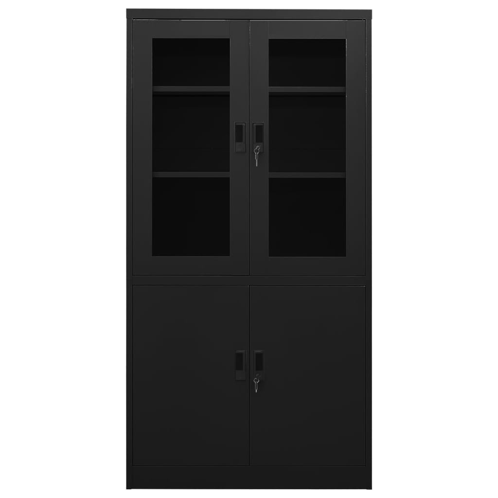 Armoire de bureau Noir 90x40x180 cm Acier