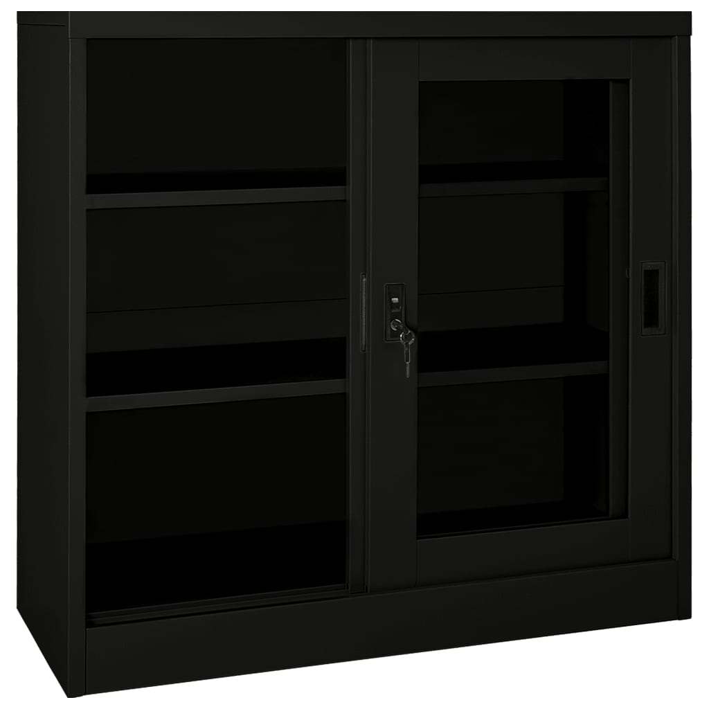 Armoire à portes coulissantes Noir 90x40x90 cm Acier - XIOS