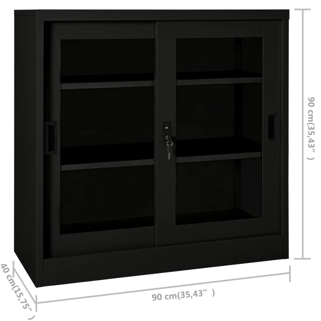 Armoire à portes coulissantes Noir 90x40x90 cm Acier - XIOS