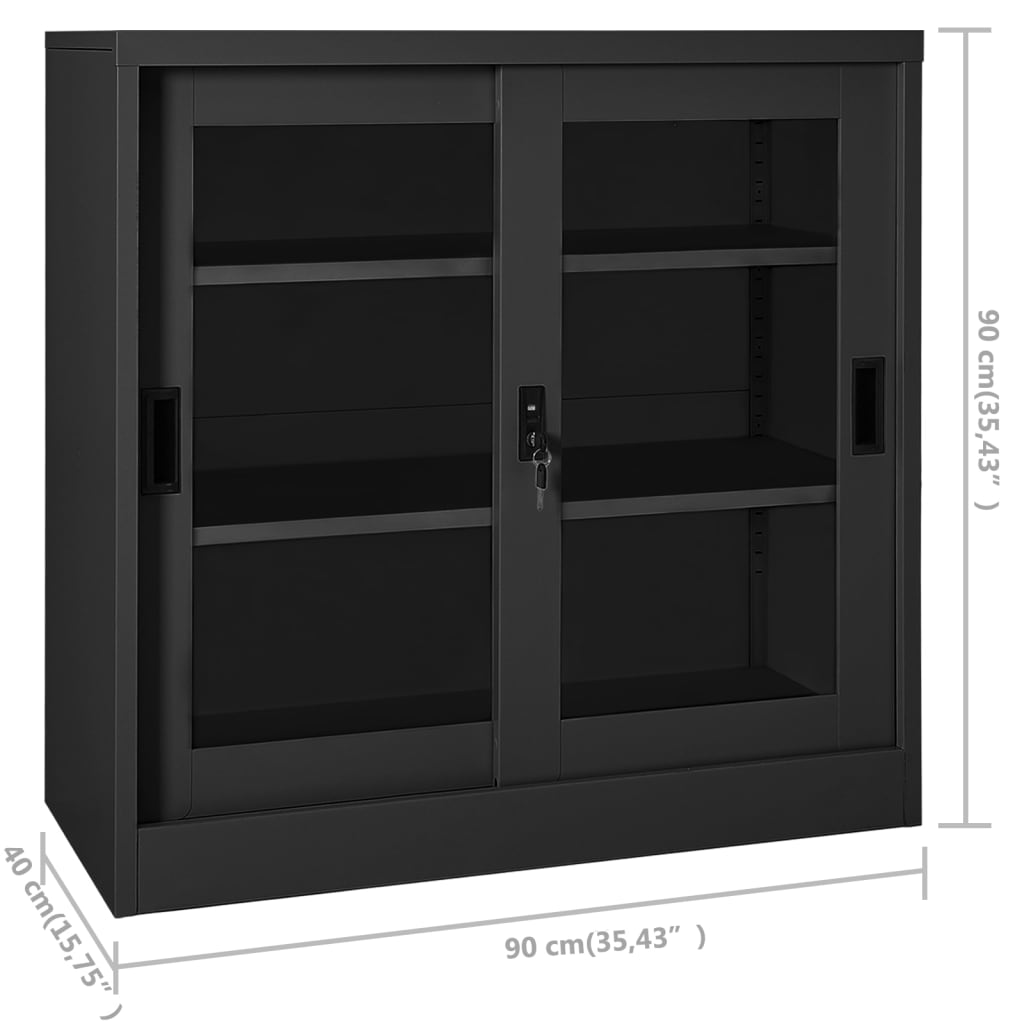 Armoire à portes coulissantes Anthracite 90x40x90 cm Acier - XIOS