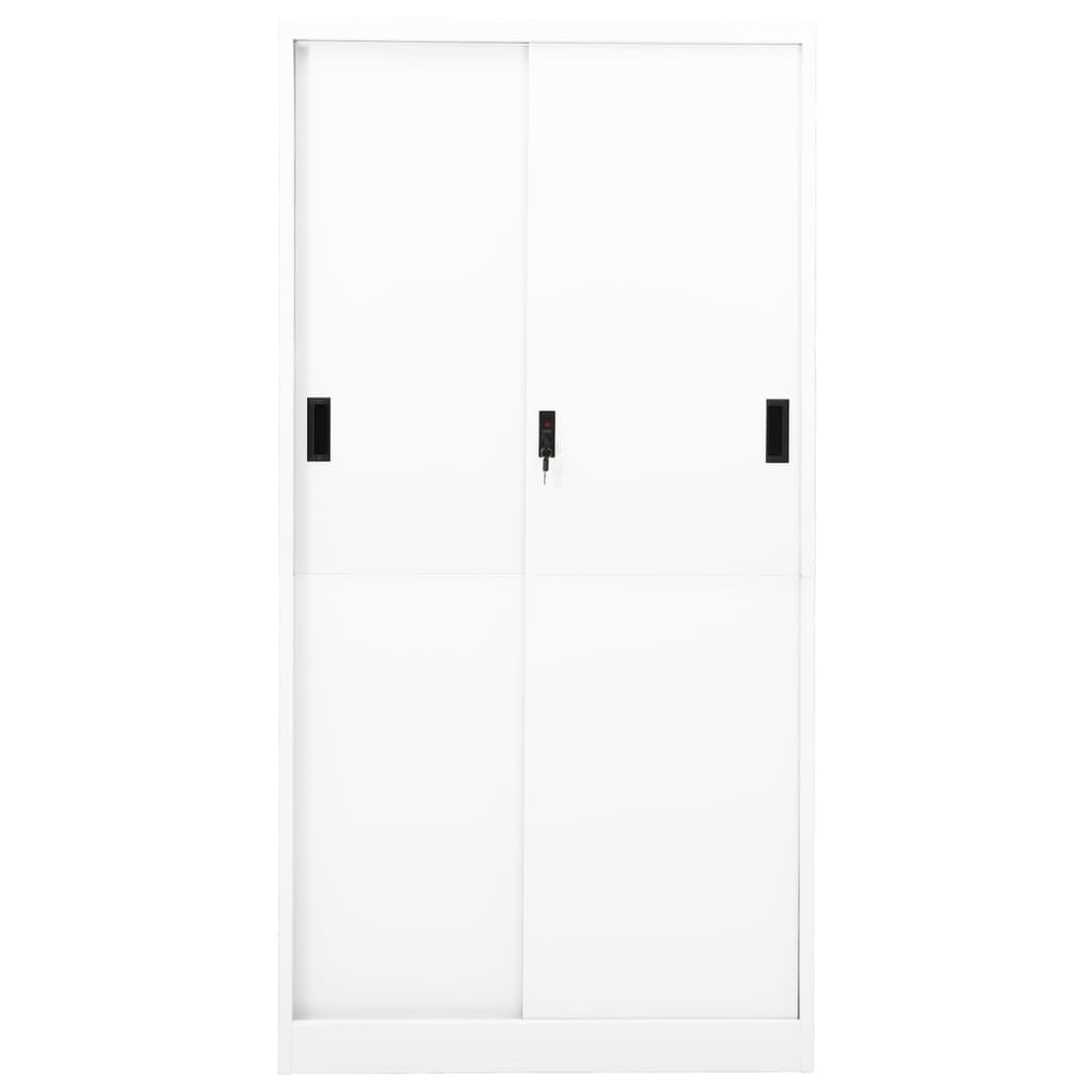 Armoire de bureau et porte coulissante Blanc 90x40x180 cm Acier