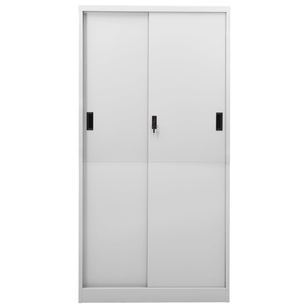 Armoire à bureau porte coulissante Gris clair 90x40x180cm Acier