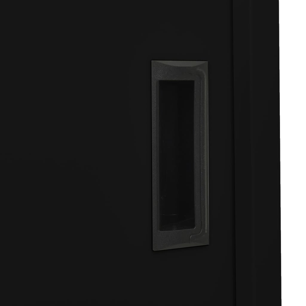 Armoire de bureau avec porte coulissante Noir 90x40x180cm Acier