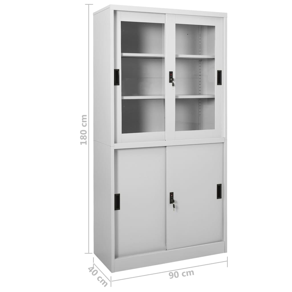 Armoire à bureau porte coulissante Gris clair 90x40x180cm Acier