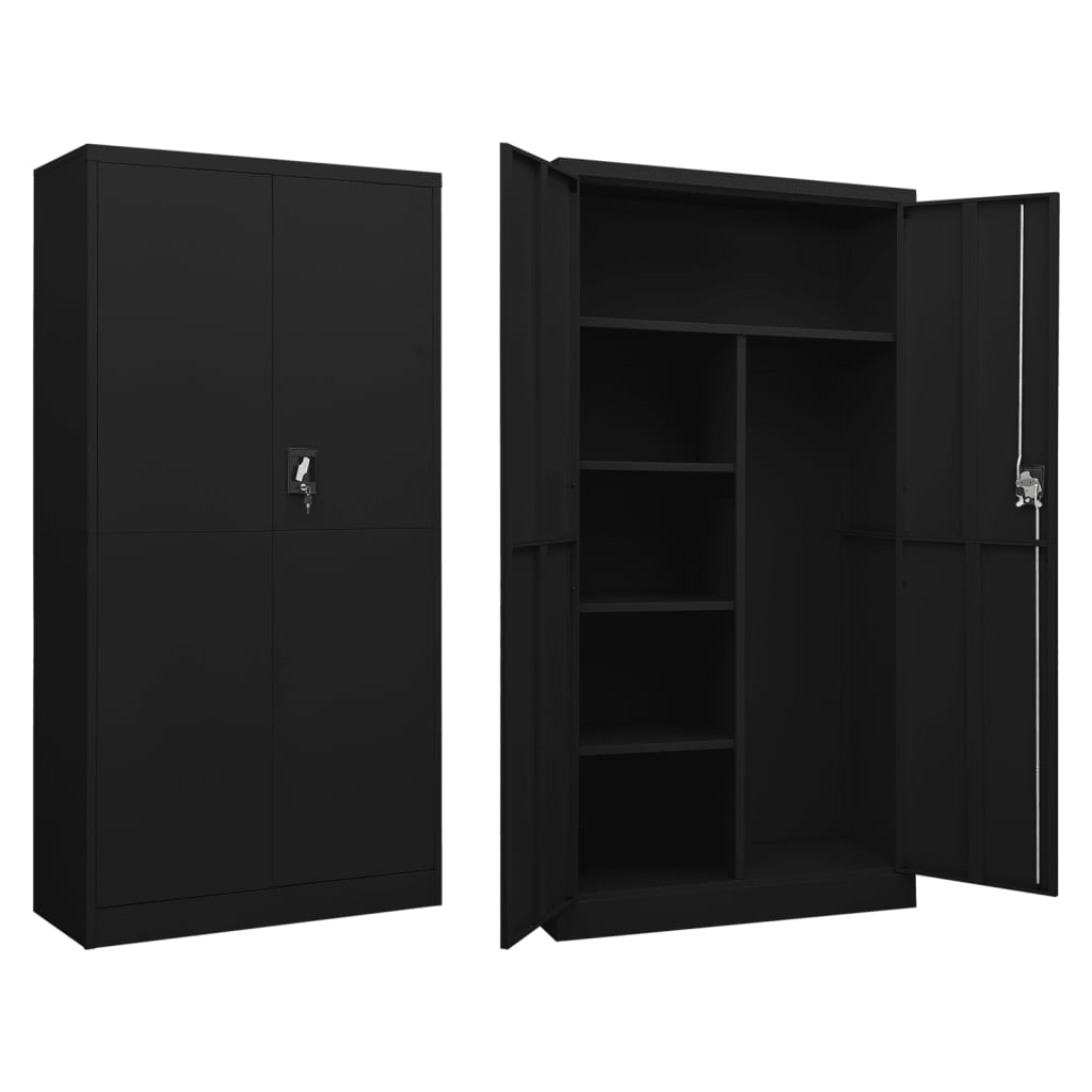 Armoire à casiers Noir 90x40x180 cm Acier Classeur à tiroirs vidaXL