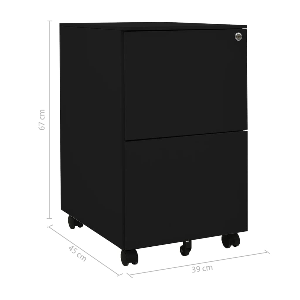 Classeur mobile Noir 39x45x67 cm Acier