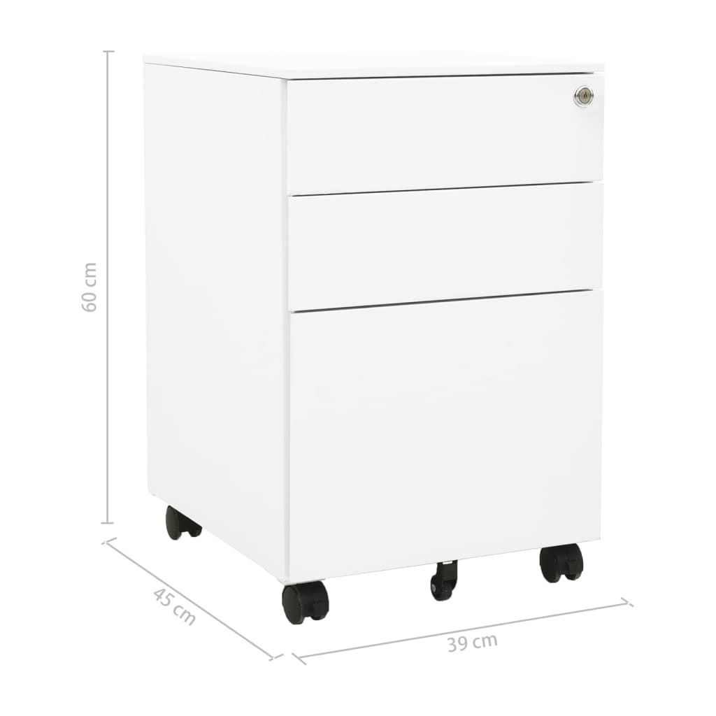 Classeur mobile Blanc 39x45x60 cm Acier Classeur à tiroirs vidaXL