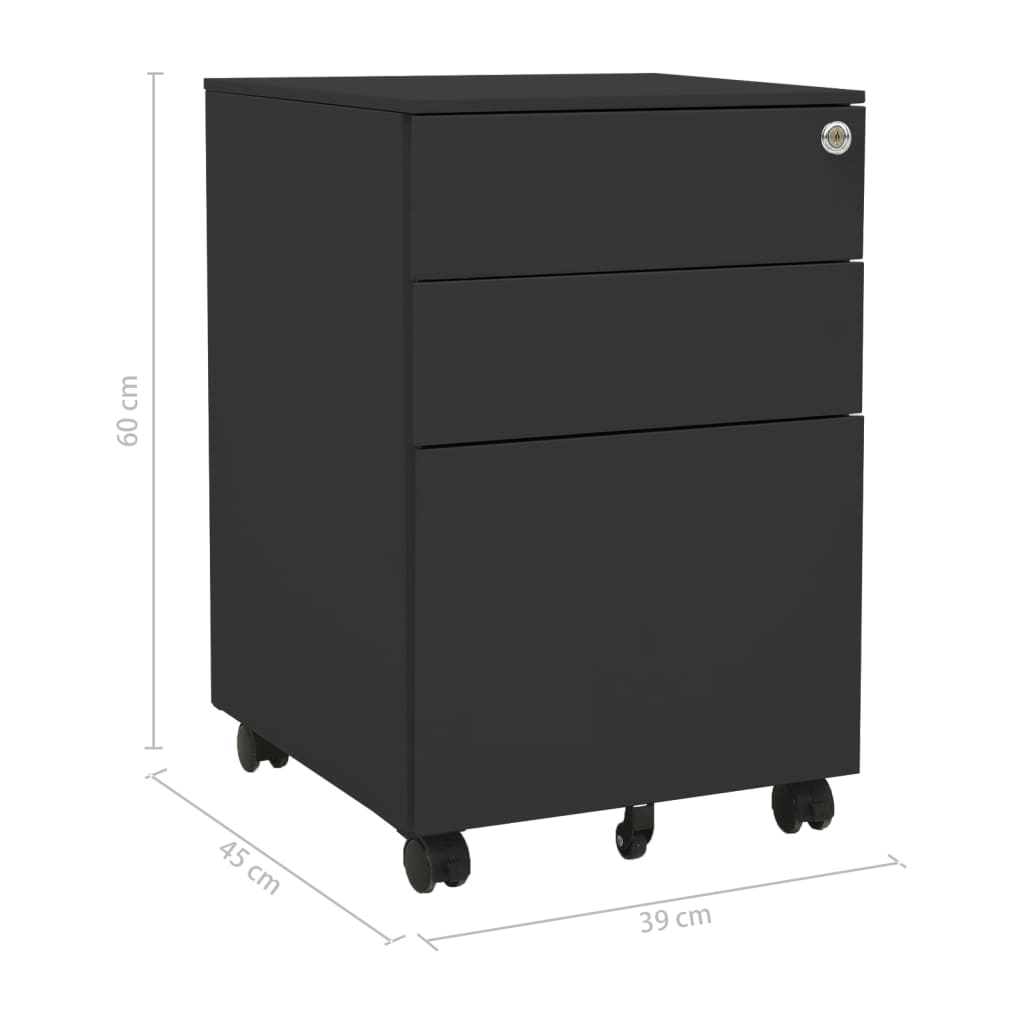 Classeur mobile Anthracite 39x45x60 cm Acier Classeur à tiroirs vidaXL