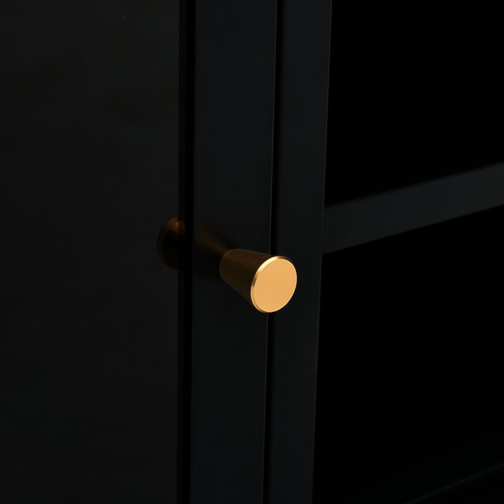 Meuble TV Noir 90x30x44 cm Acier et verre - XIOS