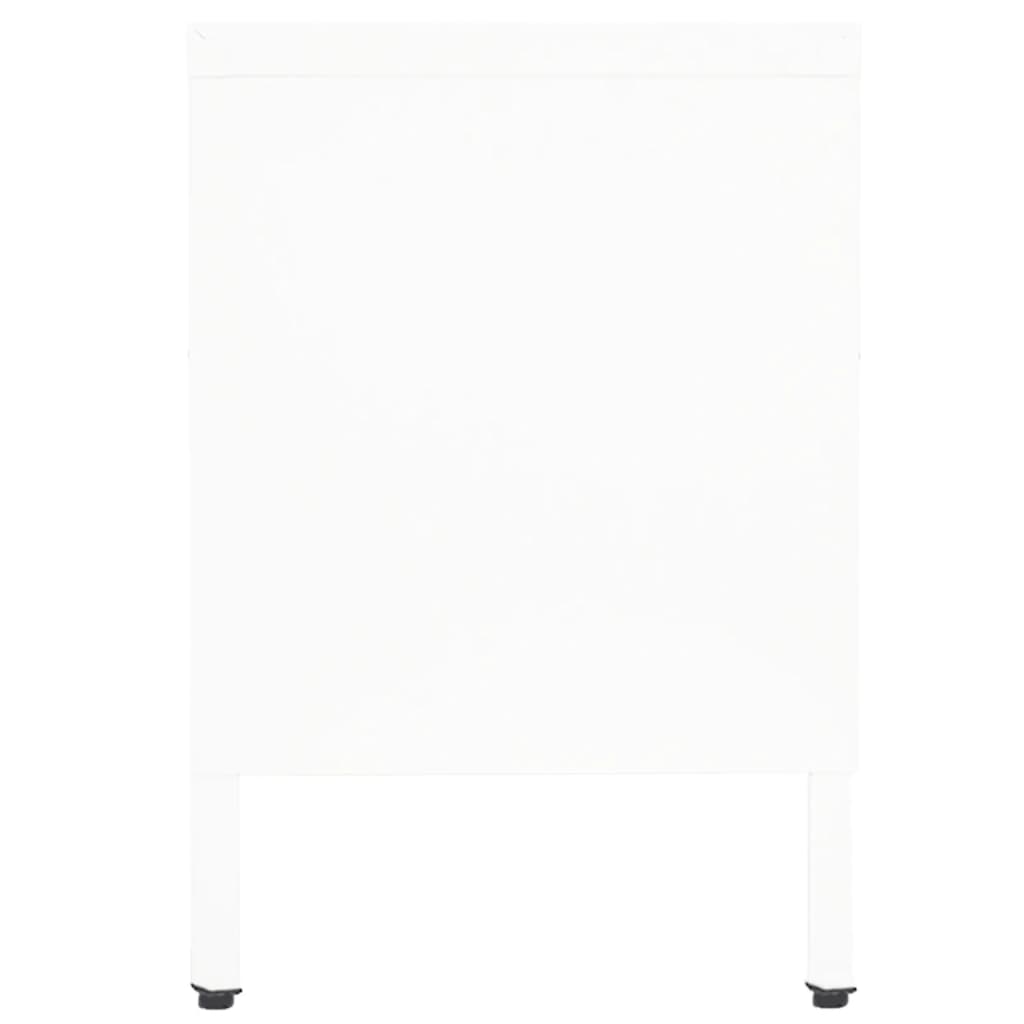 Meuble TV Blanc 90x30x44 cm Acier et verre - XIOS