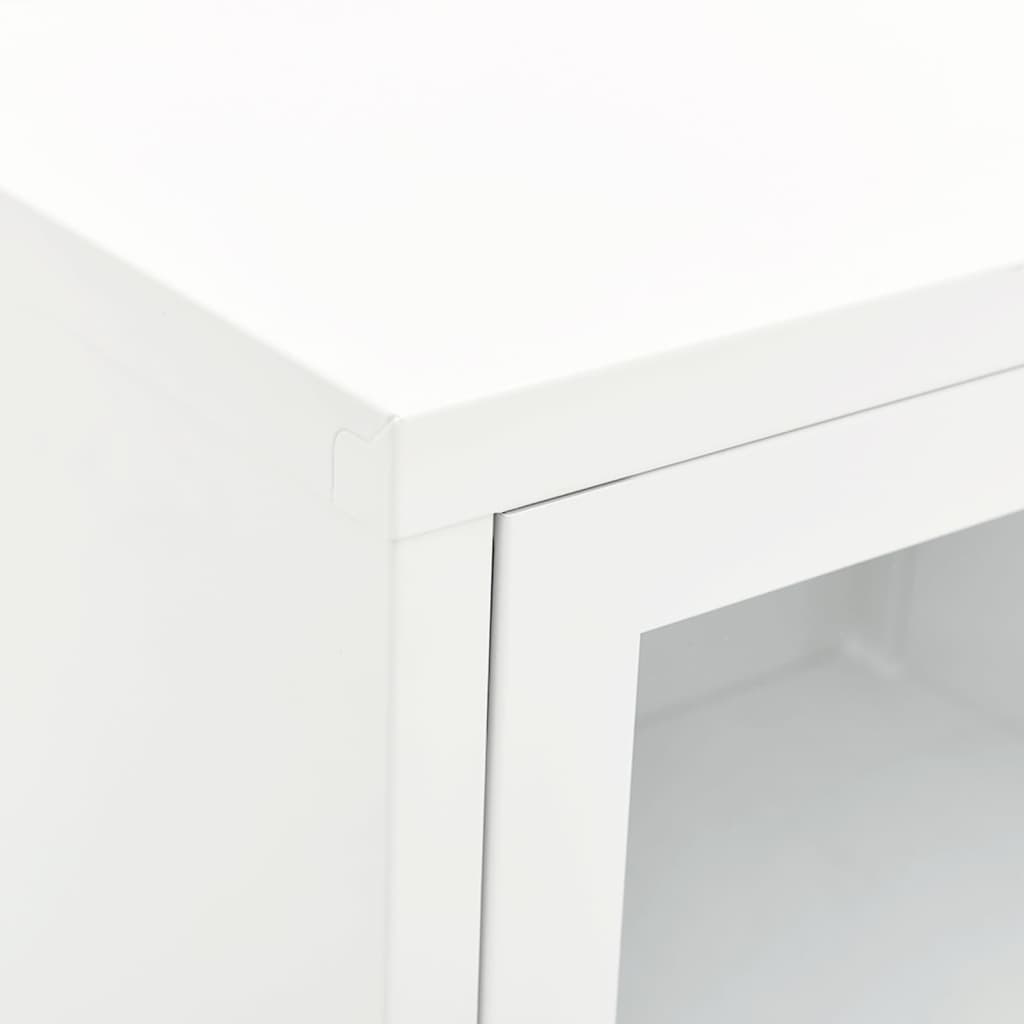 Meuble TV Blanc 90x30x44 cm Acier et verre - XIOS