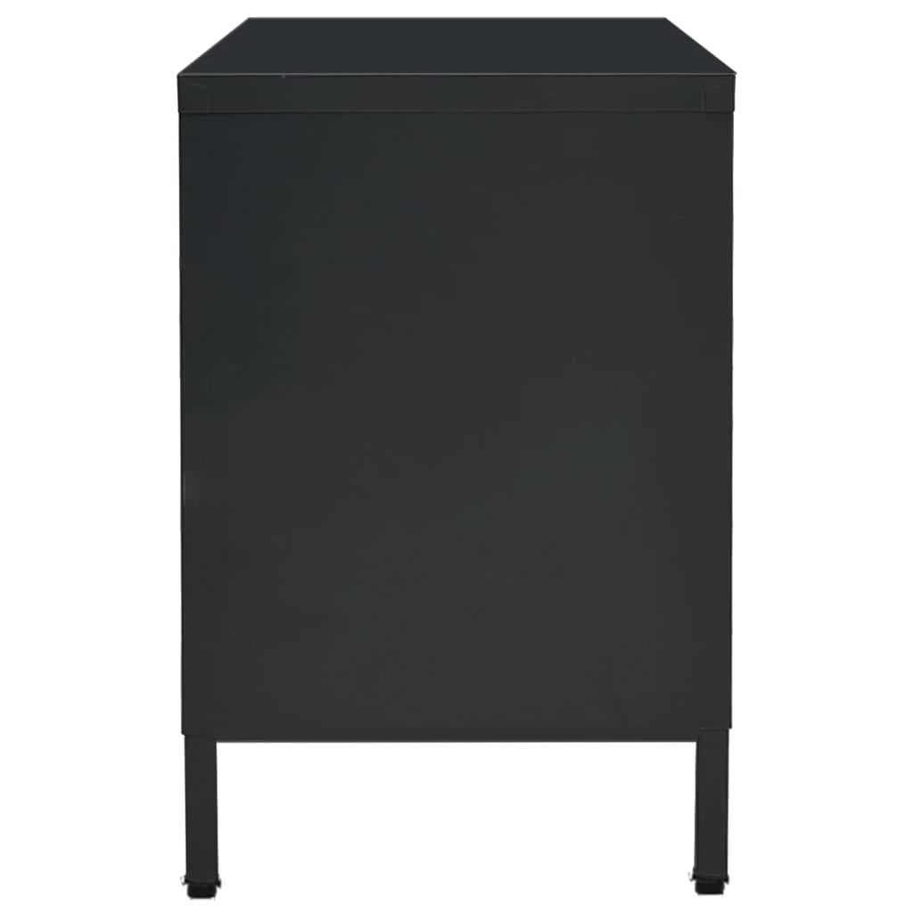 Meuble TV Noir 105x35x52 cm Acier et verre - XIOS