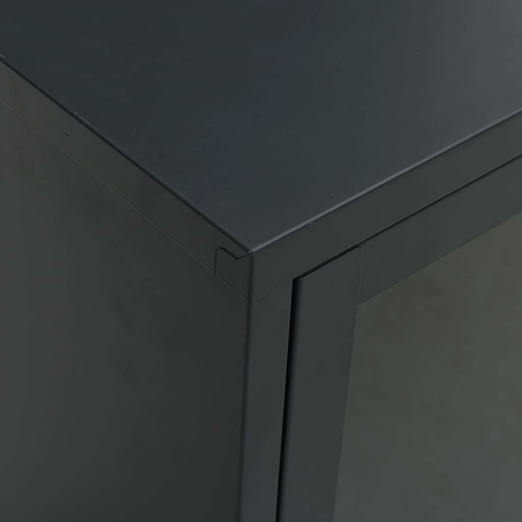 Meuble TV Noir 105x35x52 cm Acier et verre - XIOS