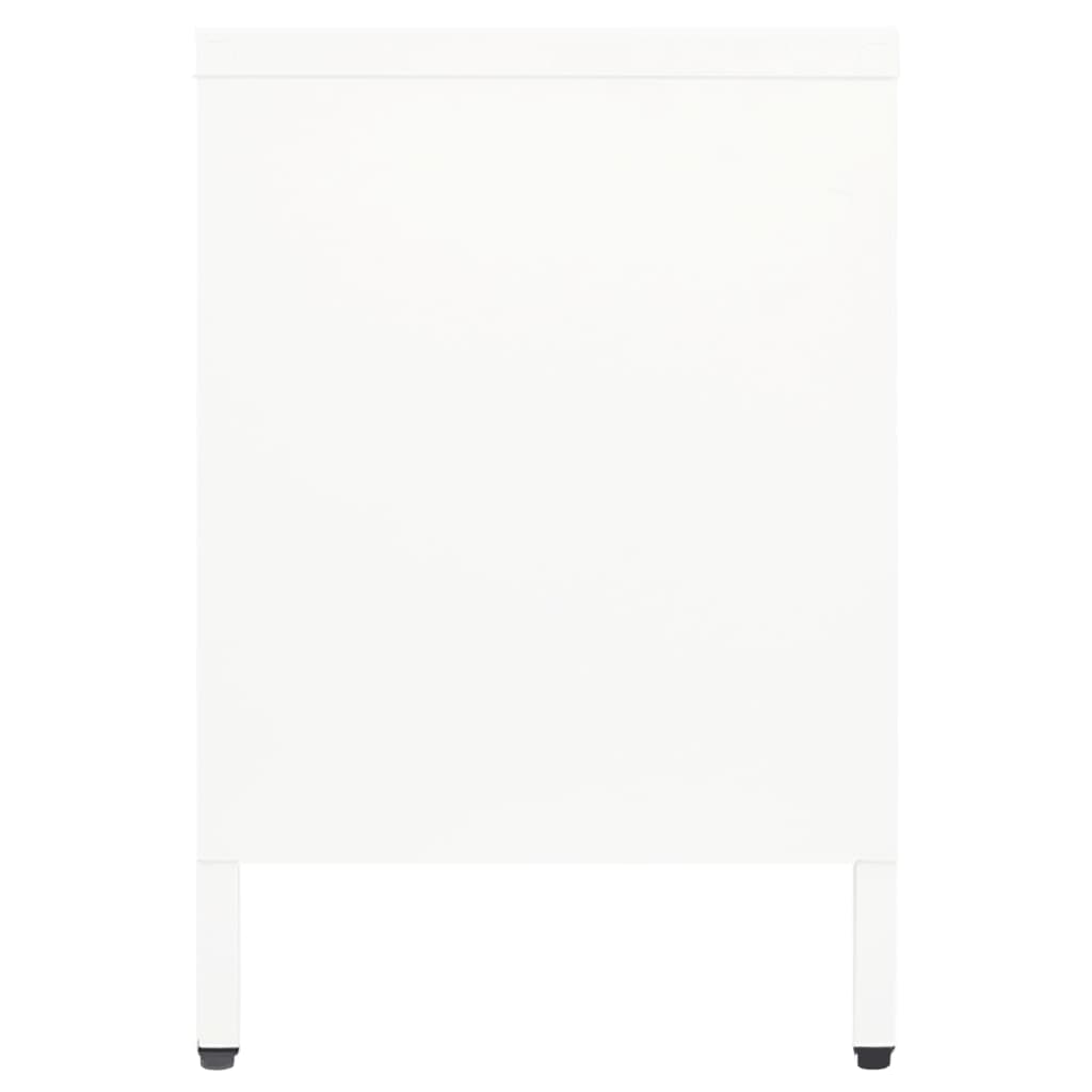 Meuble TV Blanc 105x35x52 cm Acier et verre - XIOS