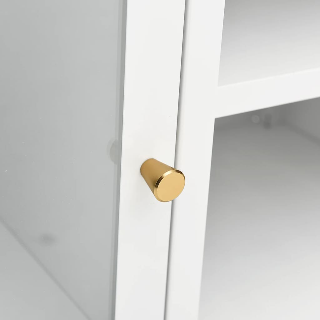 Meuble TV Blanc 105x35x52 cm Acier et verre - XIOS