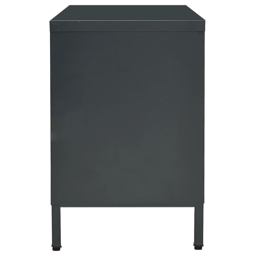 Meuble TV Anthracite 105x35x52 cm Acier et verre - XIOS
