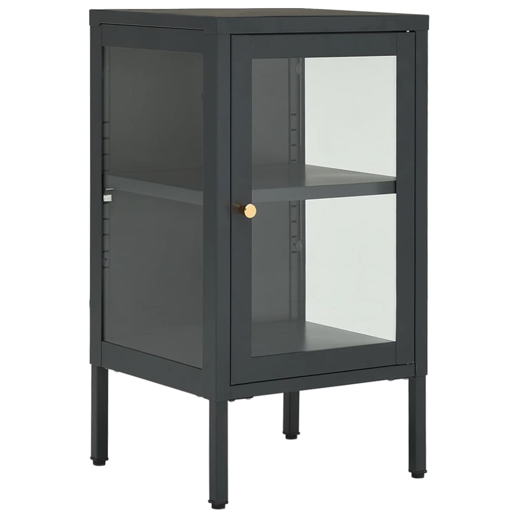 Buffet Anthracite 38x35x70 cm Acier et verre - XIOS